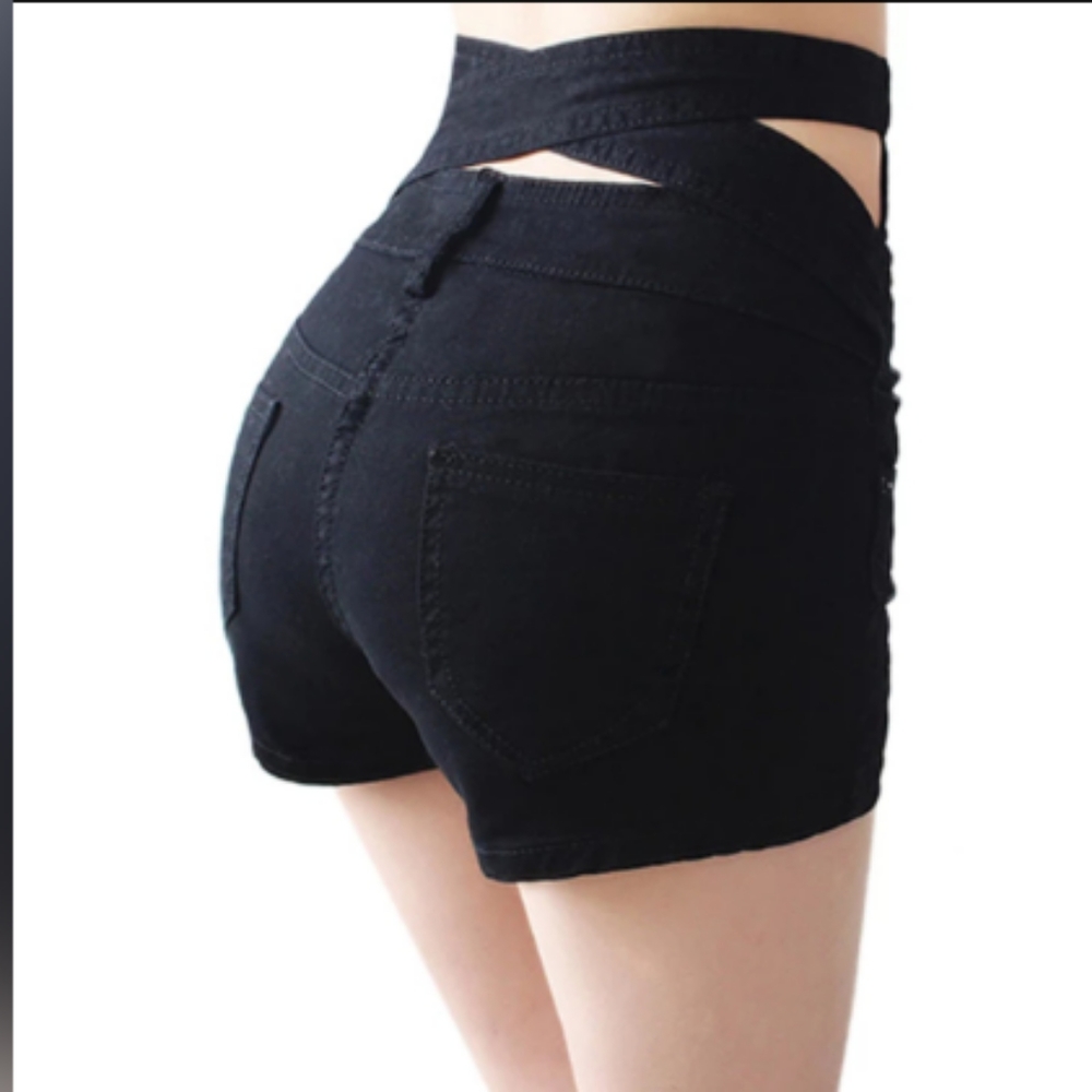 Black Summer High Waist Shorts